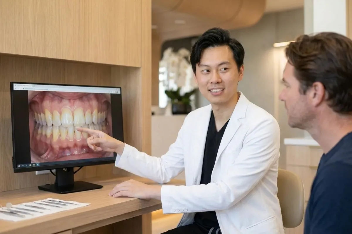 fluoride treatment dental model and materials in a bright clinical setting